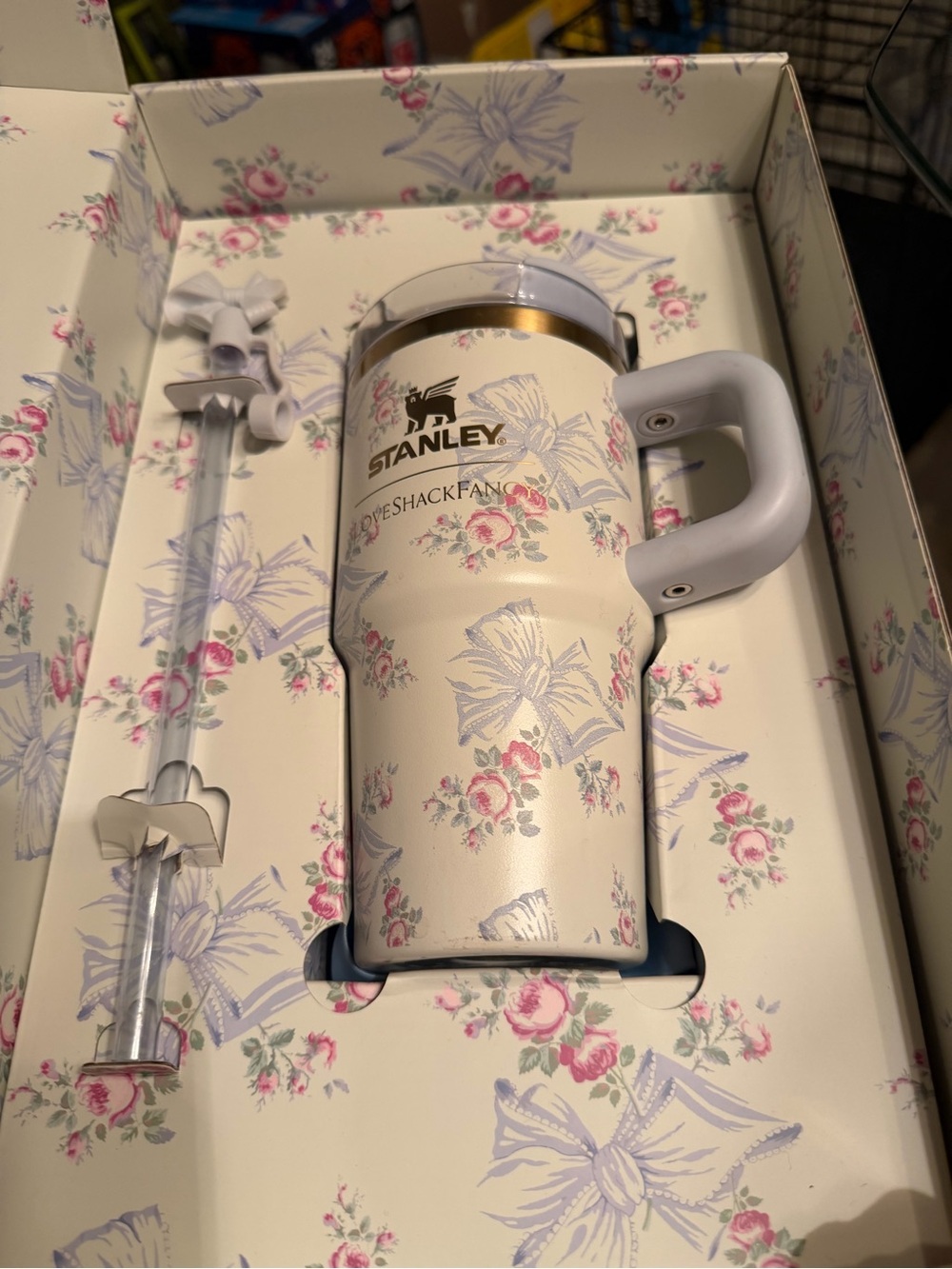 Loveshackfancy x Stanley Cream Floral Insulated Travel Mug with Handle and Straw